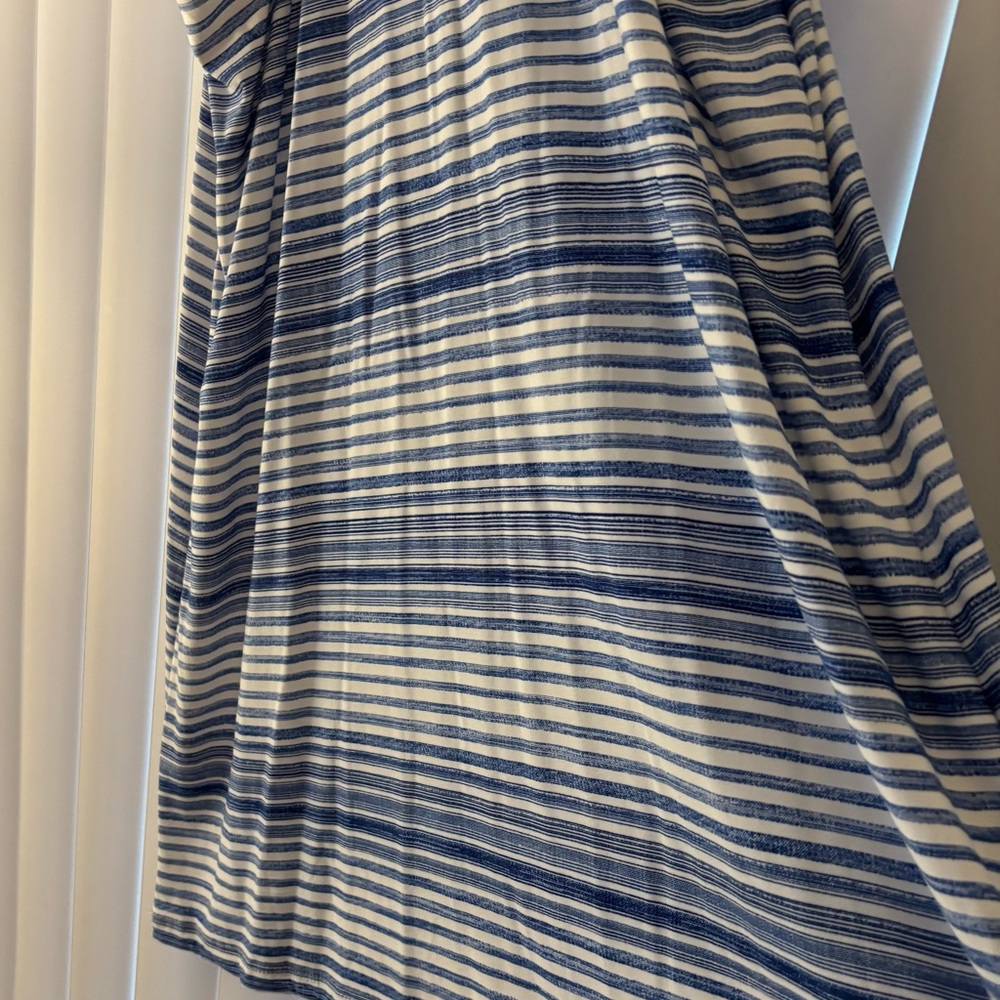 Portocruz Swimsuit Cover Up Striped Blue and White T-Back Tank Dress Size Large - Picture 7 of 12